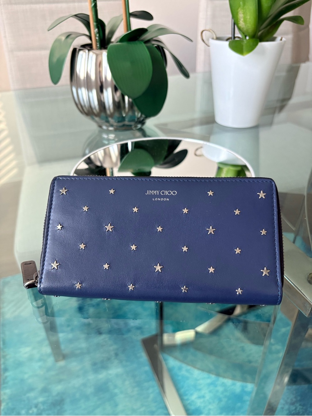 Jimmy Choo Pippa Flat Star Studded Zip-Around Wallet